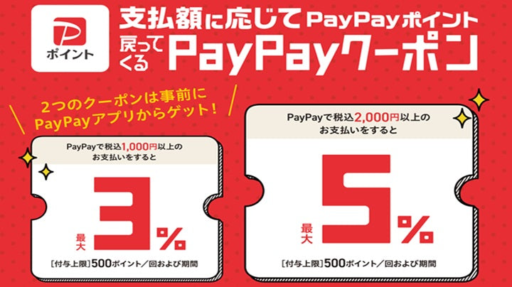 PayPayクーポン 最大5％還元！